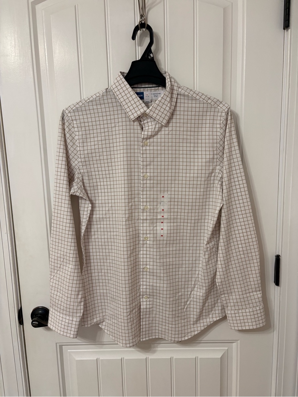 NWT Old Navy Classic Men's White Check Button-Down Shirt
